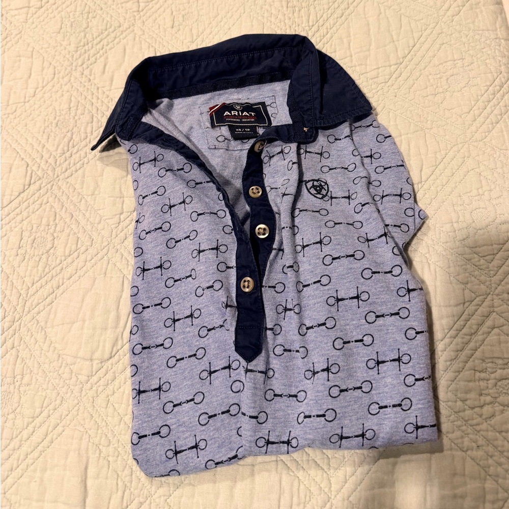 Ariat Men's Patterned Navy Polo Shirt XS